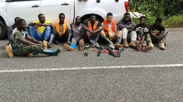 NAIMOS raids Tano Anwia Forest Reserve, arrests armed galamsey syndicate and Chinese operator