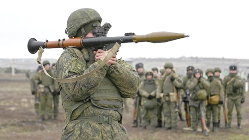 A grenade launcher operator of the Russian armed forces participates in combat drills at the Kadamovsky range in the Rostov region, Russia A grenade launcher operator of the Russian armed forces participates in combat drills at the Kadamovsky range in the Rostov region, Russia