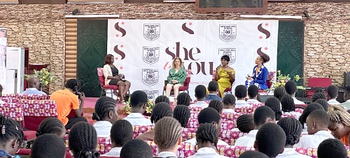 Caroline Odogwu, Founder of She Is You, Success Agbeyome, a midwife at the Greater Accra Regional Hospital, Justice Sobhani Mojgan, UK Judge and Dieudonee Adoo, Admission Officer at IDP Education Ghana, at the event