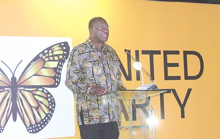Alan Kyerematen addressing party members at the launch of the United Party Alan Kyerematen addressing party members at the launch of the United Party