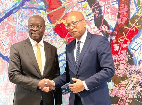 Dr Cassiel Ato Forson (left), Minister of Finance, in a handshake with Ethiopis Tafara, Regional Vice-President for  Africa, International Finance Corporation, after the meeting Dr Cassiel Ato Forson (left), Minister of Finance, in a handshake with Ethiopis Tafara, Regional Vice-President for  Africa, International Finance Corporation, after the meeting
