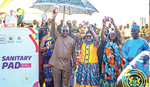 FLASHBACK: President John Dramani Mahama (left) with Dr Agnes Naa Momo Lartey, the Minister of Gender, Children and Social Protection; Haruna Iddrisu, Minister of Education, and other dignitaries at the launch of the initiative in April this year FLASHBACK: President John Dramani Mahama (left) with Dr Agnes Naa Momo Lartey, the Minister of Gender, Children and Social Protection; Haruna Iddrisu, Minister of Education, and other dignitaries at the launch of the initiative in April this year