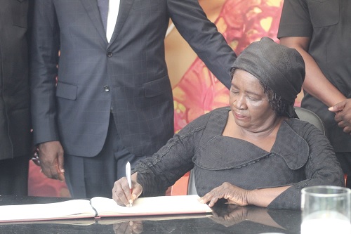 Prof. Naana Jane Opoku-Agyemang,  Vice-President, signing the book of condolence Picture ESTHER ADJORKOR ADJEI Prof. Naana Jane Opoku-Agyemang,  Vice-President, signing the book of condolence Picture ESTHER ADJORKOR ADJEI