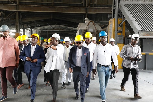 •Emmanuel Armah-Kofi Buah (2nd from left), Minister for Lands and Natural Resources with some officials from the Ghana Integrated Aluminium Development Corporation (GIADEC) and the Volta Aluminium Company (VALCO) during his visit to the VALCO facility  Govt requires $2.3bn to modernise VALCO