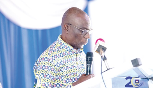 Peter Nortsu Kotoe, Chairman of the Parliamentary Select Committee on Education, speaking at the event