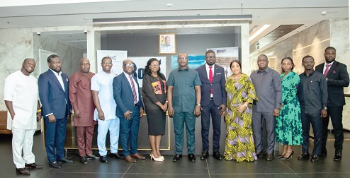 John Jinapor (middle), Minister of Energy; Afetsi Awoonor (2nd from left), MD, BOST, and management members of BOST after the event John Jinapor (middle), Minister of Energy; Afetsi Awoonor (2nd from left), MD, BOST, and management members of BOST after the event