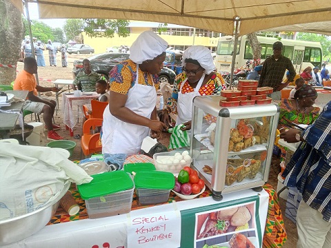 Some food stands at the festival Maiden Volta Traditional Cuisine Festival held in Ho