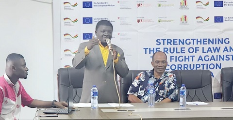 Godfred Owusu, the Fanteakwa North District Director, delivering a speech at the programme