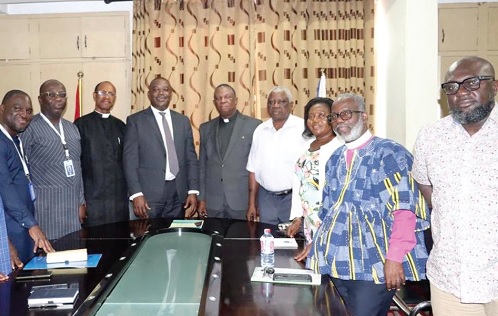 Rev. Dr Cyril Fayose (middle), General Secretary of the Christian Council, and Prof. Ahmed Abdulai Jinapor (4th from left), Director-General of GTEC, and others after the meeting Rev. Dr Cyril Fayose (middle), General Secretary of the Christian Council, and Prof. Ahmed Abdulai Jinapor (4th from left), Director-General of GTEC, and others after the meeting