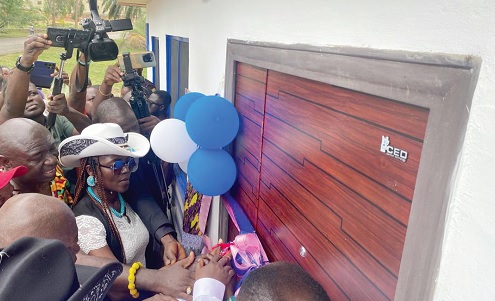The front view of the clinic. INSET: Francis Asuo Tandoh speaking to the media after the inauguration of the clinic The front view of the clinic. INSET: Francis Asuo Tandoh speaking to the media after the inauguration of the clinic