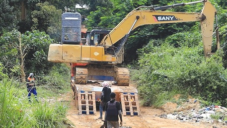 One of the seized excavators One of the seized excavators