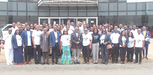 Dr Caroline Reindorf Amissah (7th from left), Deputy Director-General, GHS; Dr Abdul-Samed Tanko (8th from left), CEO, UGMC; Prof. Matthew Yamoah Kyei (6th from left), Vice-President, Ghana Association of Urological Surgeons, some staff of the UGMC and GHS. Picture: ERNEST KODZI Dr Caroline Reindorf Amissah (7th from left), Deputy Director-General, GHS; Dr Abdul-Samed Tanko (8th from left), CEO, UGMC; Prof. Matthew Yamoah Kyei (6th from left), Vice-President, Ghana Association of Urological Surgeons, some staff of the UGMC and GHS. Picture: ERNEST KODZI