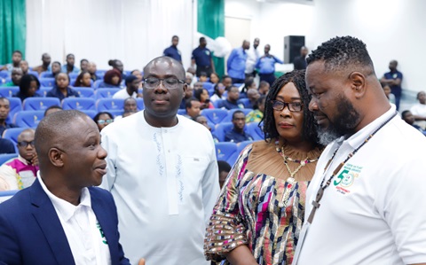 Prof. Alex Asase (left), Executive Director, CPMR, explaining a point to Dr Anastasia Yirenkyi (2nd from right), Director in charge of Traditional and Alternative Medicines, Ministry of Health; Henry N. Rockefeller (right), Board Chairman of CPMR, and Samuel Awuku (2nd from left), MP for Akuapim North, during the ceremony Picture: EDNA SALVO KOTEY Prof. Alex Asase (left), Executive Director, CPMR, explaining a point to Dr Anastasia Yirenkyi (2nd from right), Director in charge of Traditional and Alternative Medicines, Ministry of Health; Henry N. Rockefeller (right), Board Chairman of CPMR, and Samuel Awuku (2nd from left), MP for Akuapim North, during the ceremony Picture: EDNA SALVO KOTEY