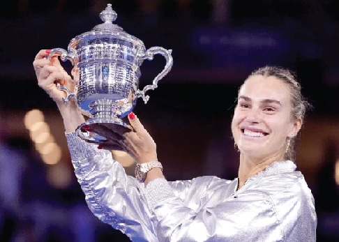Aryna Sabalenka celebrating her back-to-back US Open triumph Aryna Sabalenka celebrating her back-to-back US Open triumph