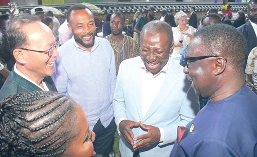 Park Kyongsig (left), Korean Envoy to Ghana, interacting with James Gyakye Quayson (right), Deputy Minister of Foreign Affairs, Alexander Afenyo-Markin (2nd from right), Minority Leader, and Jerry Ahmed Shaib (2nd from left), MP, Weija-Gbawe. Picture: ERNEST KODZI 