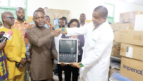Kwabena Mintah-Akandoh, the Minister of Health, presenting medical equipment to the Ga North Municipal Hospital Kwabena Mintah-Akandoh, the Minister of Health, presenting medical equipment to the Ga North Municipal Hospital