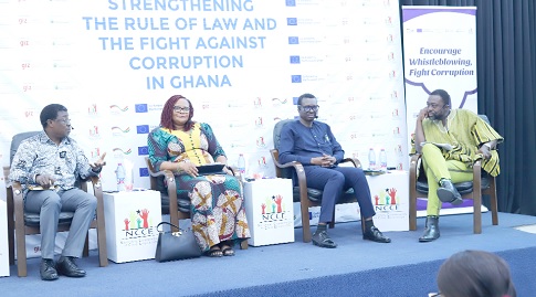 Prof. Justice Bawole (left), former Dean of University of Ghana Business School, explaining a point during the panel discussion. With him are other panellists and the moderator. Picture: EDNA SALVO KOTEY Prof. Justice Bawole (left), former Dean of University of Ghana Business School, explaining a point during the panel discussion. With him are other panellists and the moderator. Picture: EDNA SALVO KOTEY