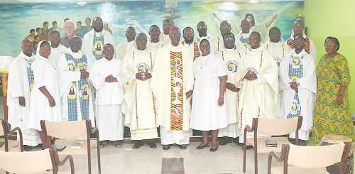 Most Rev. John Bonaventure Kwofie (6th from right), Metropolitan Archbishop of Accra, with Paul Saa-Dade Ennim (5th from left), Provincial Superior, Ghana Province, Society of African Missions, and other Catholic priests and sisters. Picture: ERNEST KODZI Most Rev. John Bonaventure Kwofie (6th from right), Metropolitan Archbishop of Accra, with Paul Saa-Dade Ennim (5th from left), Provincial Superior, Ghana Province, Society of African Missions, and other Catholic priests and sisters. Picture: ERNEST KODZI