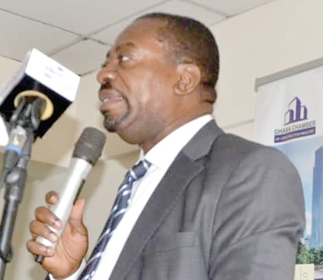Rev. Stephen Osei (inset), Chief Director at the Ministry of Works, Housing and Water Resource, addressing participants in the event Rev. Stephen Osei (inset), Chief Director at the Ministry of Works, Housing and Water Resource, addressing participants in the event