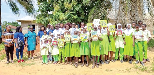 Dr  Kwabena Bempah Tandoh (arrowed), Founder of Dr K.B. Tandoh Outreach, with some of the beneficiaries