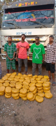 Tema: 4 arrested for concealing 315 compressed parcels of suspected Indian hemp in car tyres