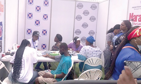 Beneficiaries going through the screening process Beneficiaries going through the screening process