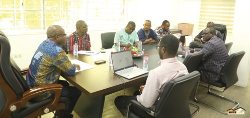 George Abradu-Otoo (left), Chief Executive Officer of NAFCO, addressing the committee members after the inauguration George Abradu-Otoo (left), Chief Executive Officer of NAFCO, addressing the committee members after the inauguration