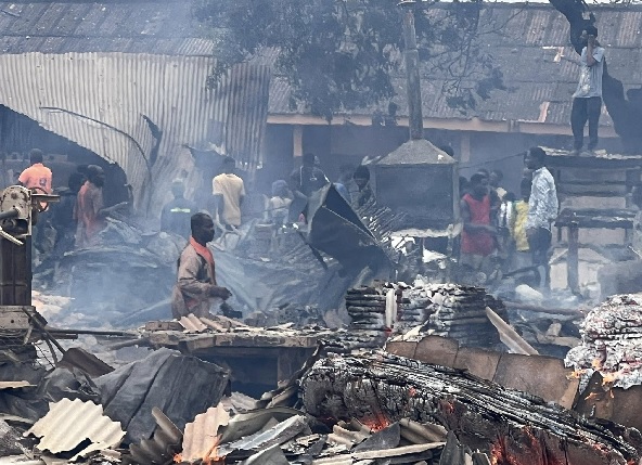Ghana National Fire Service contain fire at Timber Market; two fighters injured