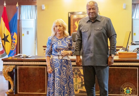 President John Dramani Mahama (right) and Dame Ann Gloag, a trustee of Mercy Ships President John Dramani Mahama (right) and Dame Ann Gloag, a trustee of Mercy Ships