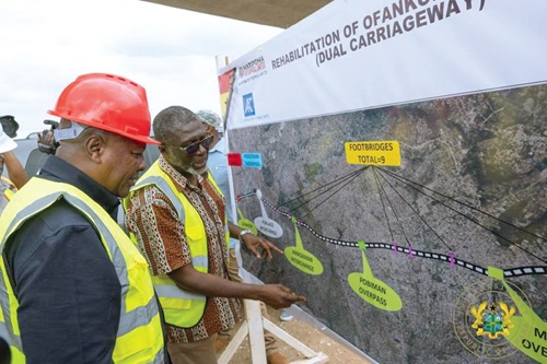 President John Dramani Mahama being briefed during his recent inspection of the Ofankor - Nsawam road project President John Dramani Mahama being briefed during his recent inspection of the Ofankor - Nsawam road project