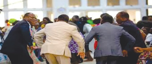 Male congregants dancing at church Male congregants dancing at church