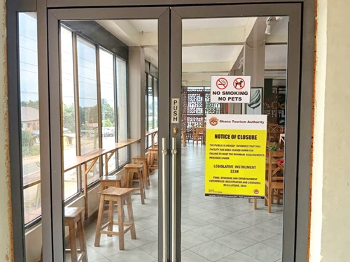 Odefo Grills, a restaurant in Koforidua without operating licence closed down during the exercise