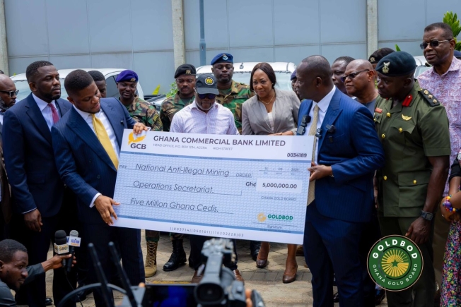GoldBod donates GH¢5million, 5 pick up vehicles to National Anti-Illegal Mining Operations secretariat