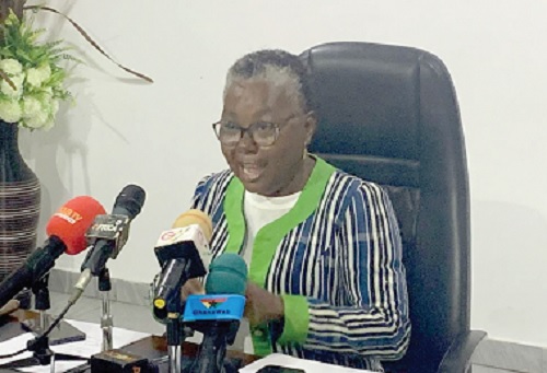 Emilia Arthur, the Minister of Fisheries and Aquaculture, addressing the committee.