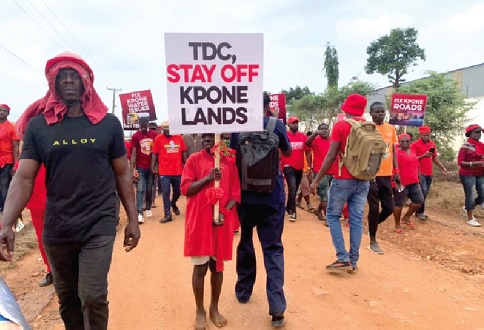 Some of the youth in Kpone during their peaceful demonstration against underdevelopment in their area.