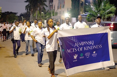 Some staff of the hotel on a procession in Accra