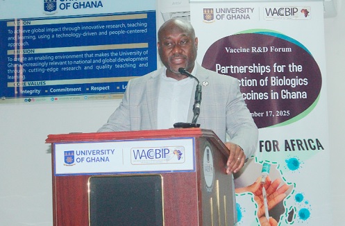 Prof. Gordon Awandare, Pro-Vice Chancellor, Academic and Sudents affairs, UG, addressing the forum. Picture: ERNEST KODZI 
