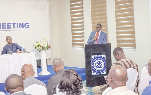 Victor Azuma Mejida (standing), Deputy Chief Executive Officer of the National Pensions Regulatory Authority, addressing the meeting Victor Azuma Mejida (standing), Deputy Chief Executive Officer of the National Pensions Regulatory Authority, addressing the meeting