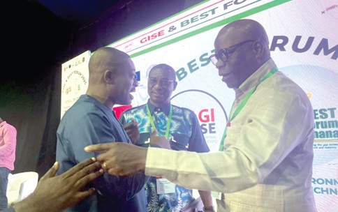 Emmanuel Akwasi Owusu (right), President, Association of Natural Rubber Actors of Ghana, interacting with Seth Twum-Akwaboah (left), CEO, Association of Ghana Industries, while a guest looks on. Picture: BENEDICT OBUOBI Emmanuel Akwasi Owusu (right), President, Association of Natural Rubber Actors of Ghana, interacting with Seth Twum-Akwaboah (left), CEO, Association of Ghana Industries, while a guest looks on. Picture: BENEDICT OBUOBI