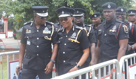 Dr Sayibu Pabi Gariba (left), Director-General, Technical, of the Ghana Police Service, with a delegation of officers at the funeral