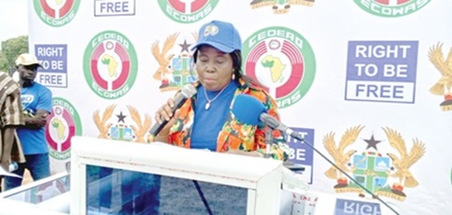 Dr Sintiki Tarfa Ugbe (right), Director, Humanitarian and Social Affairs, ECOWAS, speaking at the event. Dr Sintiki Tarfa Ugbe (right), Director, Humanitarian and Social Affairs, ECOWAS, speaking at the event.