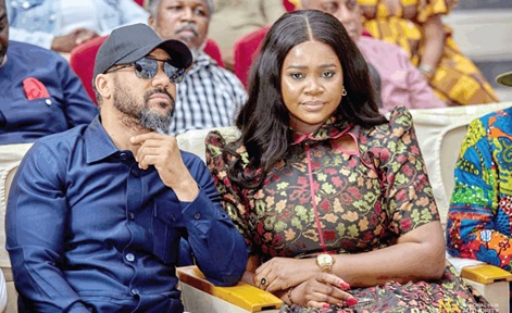 Majid Michel, Actor and Kafui Danku-Pitcher, Executive Director of the NFA, sitting together at the National Film Dialogue Majid Michel, Actor and Kafui Danku-Pitcher, Executive Director of the NFA, sitting together at the National Film Dialogue