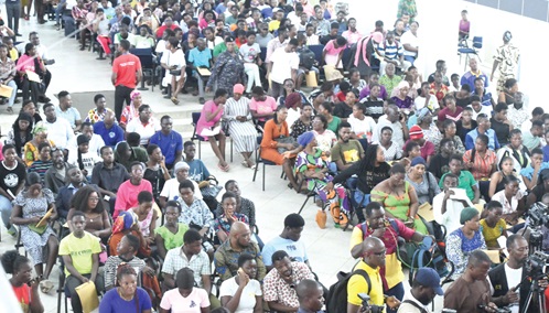 Some of the students and their parents with placement challenges at GNAT Hall in Accra. Picture: SAMUEL TEI ADANO Some of the students and their parents with placement challenges at GNAT Hall in Accra. Picture: SAMUEL TEI ADANO