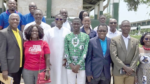 Rev. Steve Mensah (3rd from right in front row), National Chairman of the International Prison Chaplains Association Ghana, with Rev. Fr Dr Patrick Appiah (3rd from left), Headmaster of St Augustine's College, and other dignitaries at the anti-crime talk event Rev. Steve Mensah (3rd from right in front row), National Chairman of the International Prison Chaplains Association Ghana, with Rev. Fr Dr Patrick Appiah (3rd from left), Headmaster of St Augustine's College, and other dignitaries at the anti-crime talk event