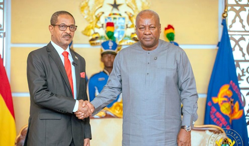 President Mahama with Gariballa Khidir Ali, Ambassador of Sudan