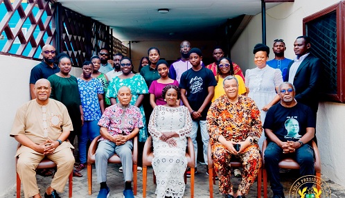 Vice- President Prof. Naana Jane Opoku-Agyemang (seated middle) with Rev. Christian Tsui Hesse (seated 2nd from left), personal photographer of Osagyefo Dr Kwame Nkrumah, Goosie Tanoh (seated 2nd from right) and Alex Segbefia (seated left) after the visit Vice- President Prof. Naana Jane Opoku-Agyemang (seated middle) with Rev. Christian Tsui Hesse (seated 2nd from left), personal photographer of Osagyefo Dr Kwame Nkrumah, Goosie Tanoh (seated 2nd from right) and Alex Segbefia (seated left) after the visit