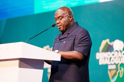 Julius Debrah, Chief of Staff, addressing the closing session of the Democracy Dialogue Julius Debrah, Chief of Staff, addressing the closing session of the Democracy Dialogue