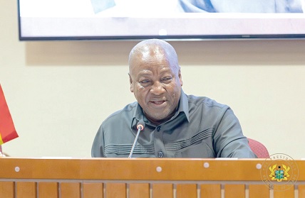 President John Dramani Mahama (inset) speaking at the event
