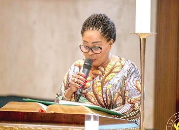 Lordina Mahama, the First Lady, speaking at the special annual prayer session for children at the Tillman Chapel Church Centre in New York