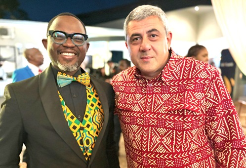 Francis Doku (left) and SG Zurab Pololikashvili, UN Tourism, at a cocktail event during the World Music and Tourism Festival in Kinshasa recently